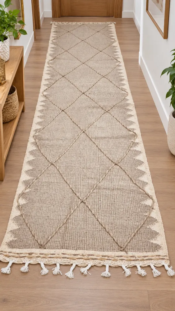 Handmade Natural Wool Hallway Rug 3m x 80cm