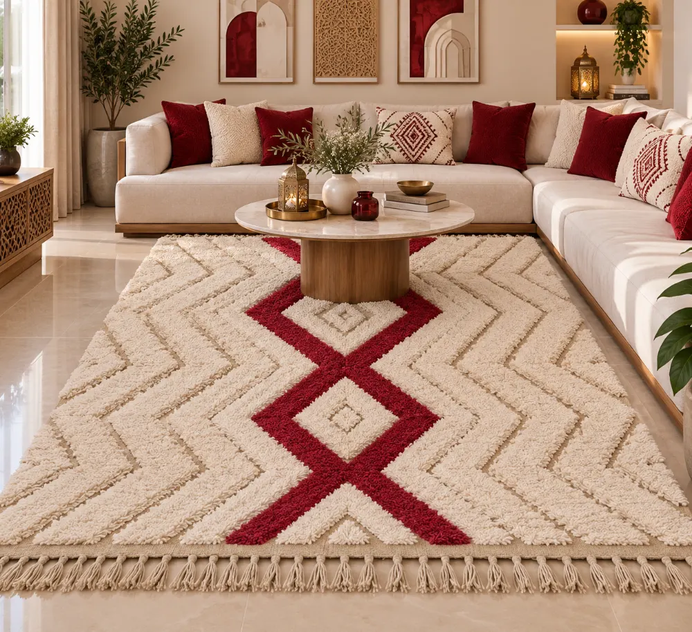 Tapis de luxe en laine naturelle fait main 1.5 x 2.5