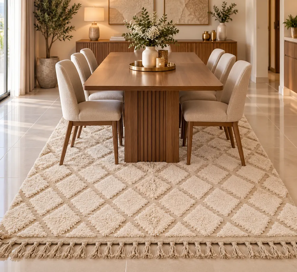 Tapis de luxe en laine naturelle fait main 1.5 x 2.5
