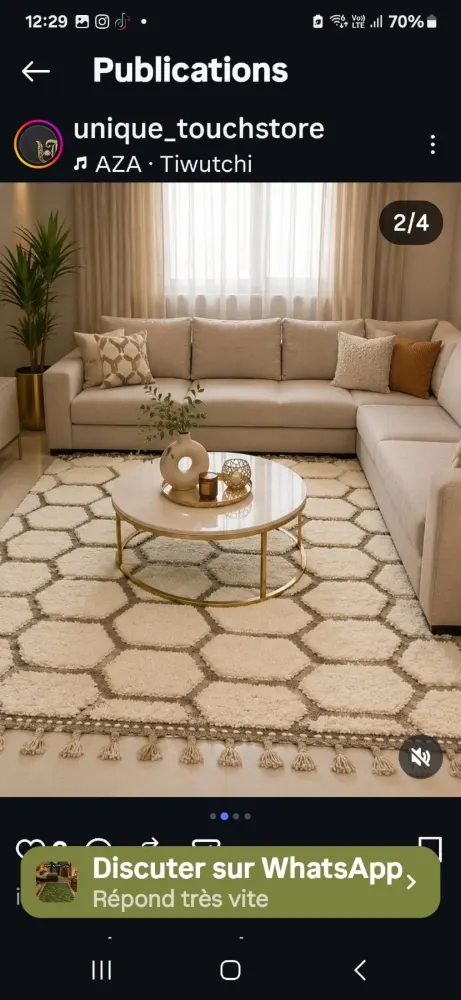 Tapis en laine naturelle fait main 1,5 x 2,5 m - Épais et chaleureux