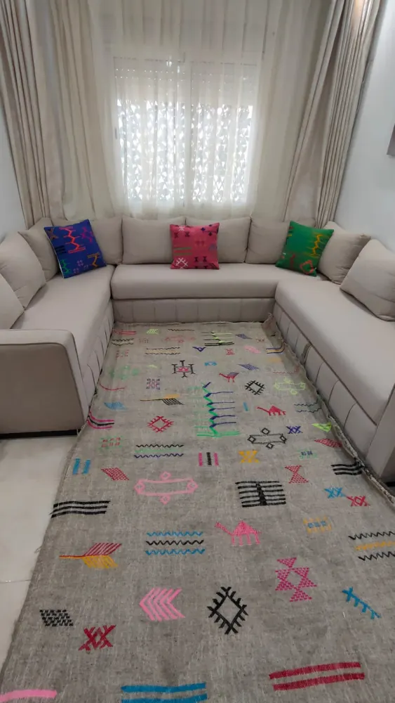 Tapis Traditionnel Fait Main en Laine Naturelle 1,4 x 2,5 m