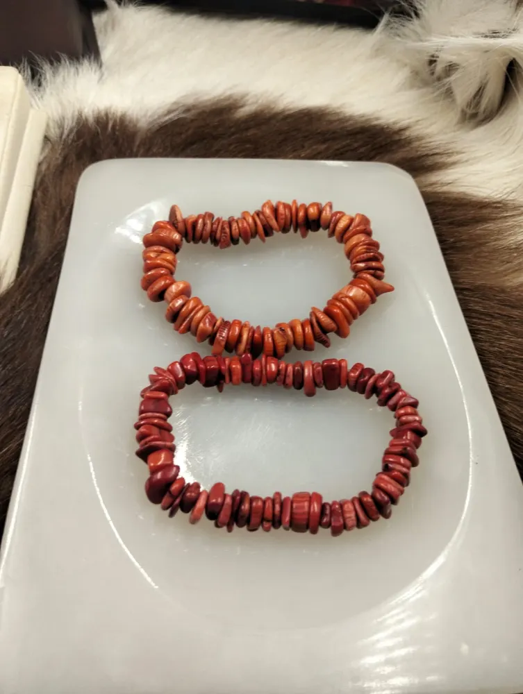 Natural Red Coral Chip Bracelet Collection
