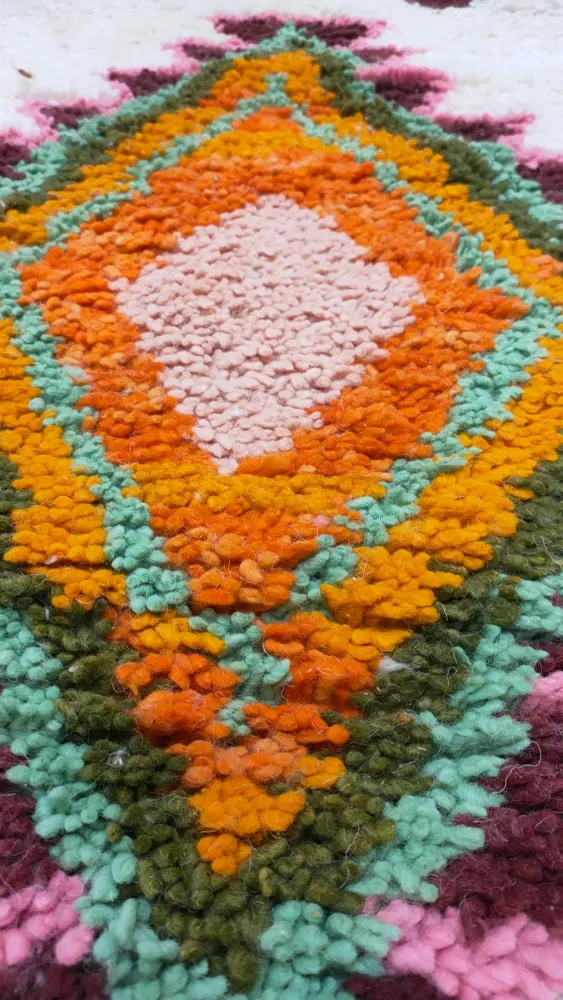 Handmade Natural Wool Traditional Rug - 1 x 1.5m Geometric Area Rug