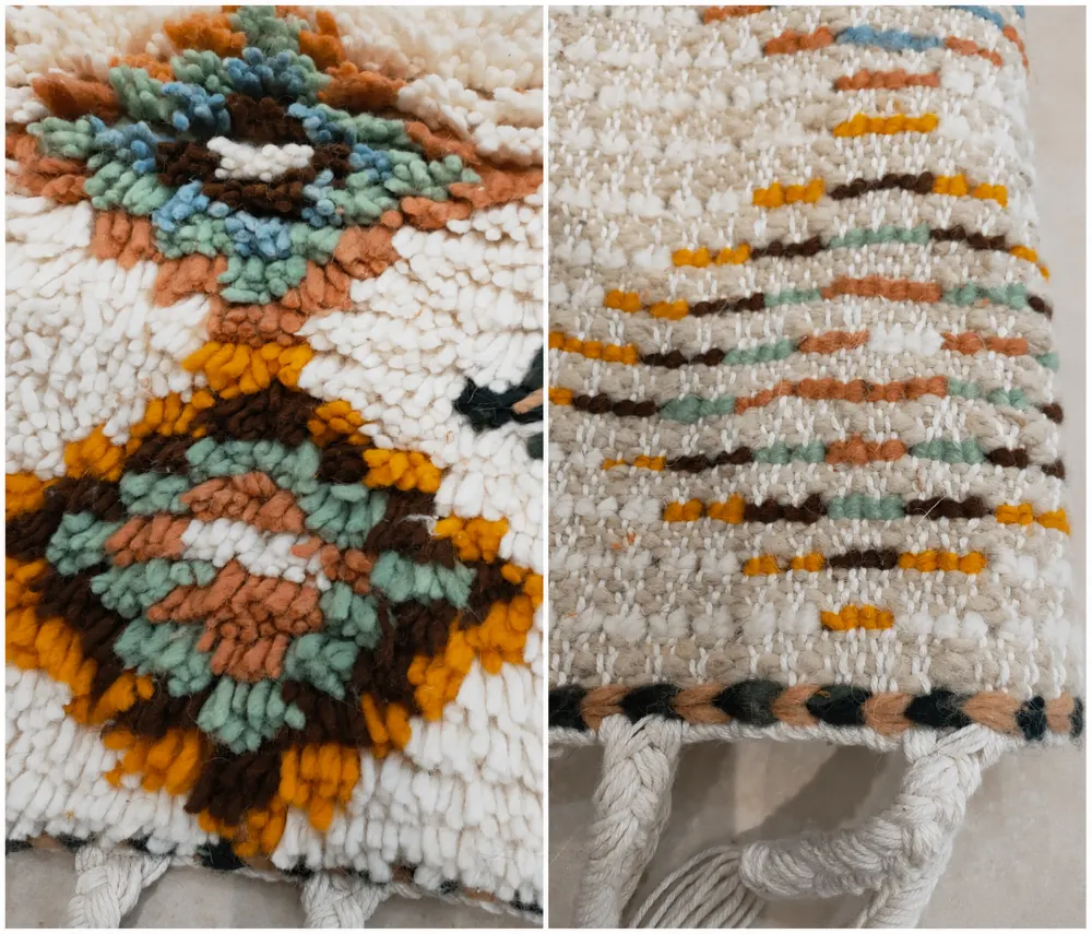 Traditional Handmade Natural Wool Rug with Tassels (1.60 x 1.05 m)