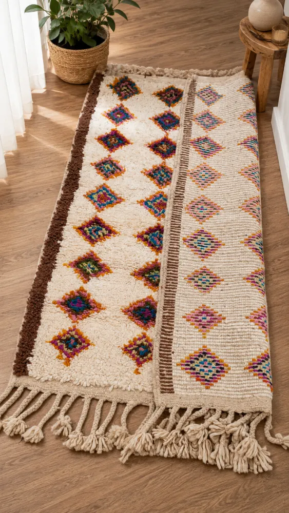 Handmade Natural Wool Traditional Area Rug - 1x1.4m