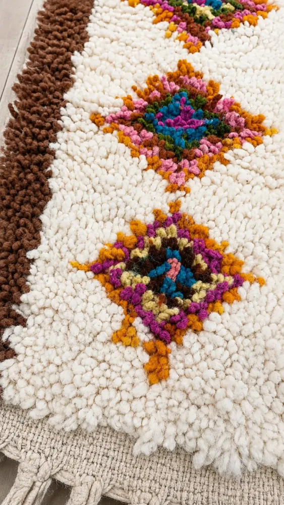 Handmade Natural Wool Traditional Area Rug - 1x1.4m