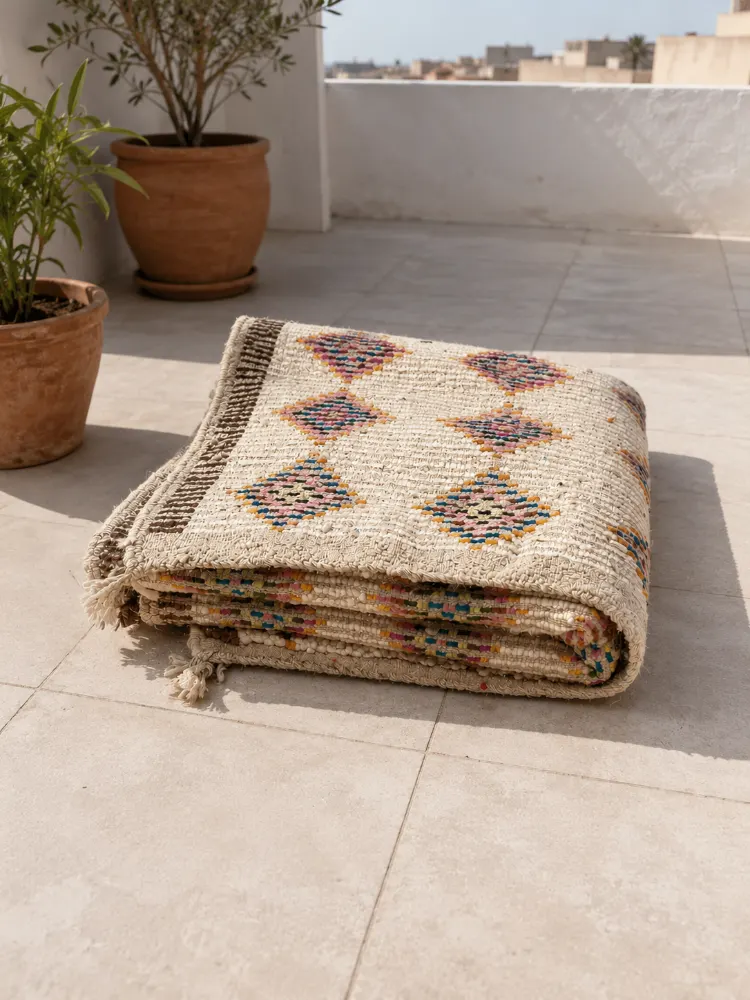 Handmade Natural Wool Traditional Area Rug - 1x1.4m