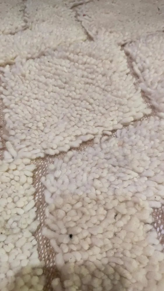 Handmade Natural Wool Accent Rug 100x60 cm - Off-White Geometric Mat