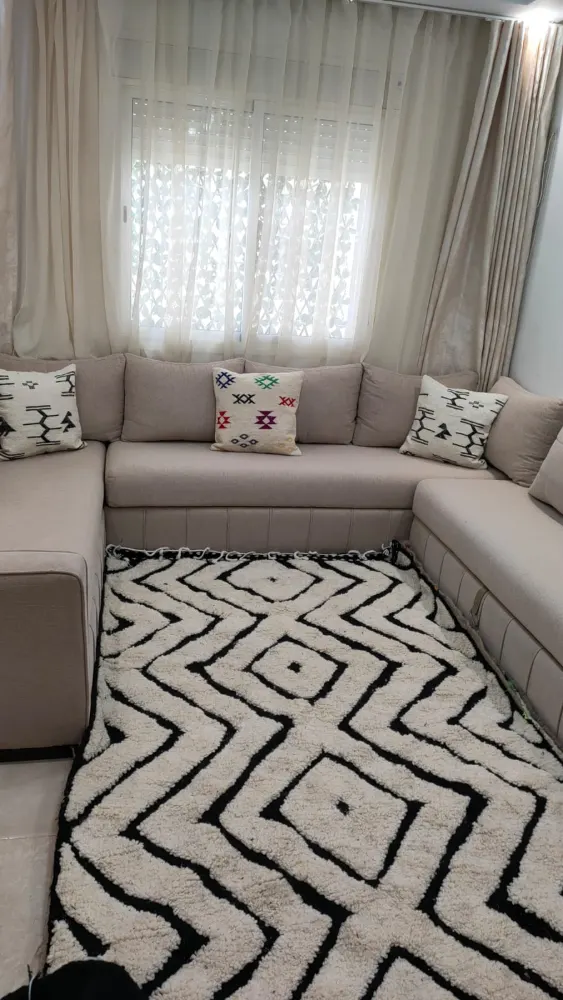 Tapis en laine naturelle fait main 1,5 x 2,5 m - Épais et chaleureux