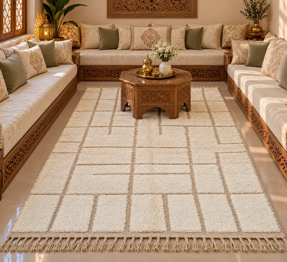 Tapis de luxe en laine naturelle fait main 1.5 x 2.5
