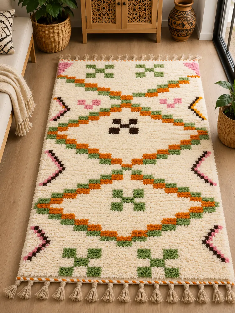 Handwoven Natural Wool Area Rug 1x1.5m